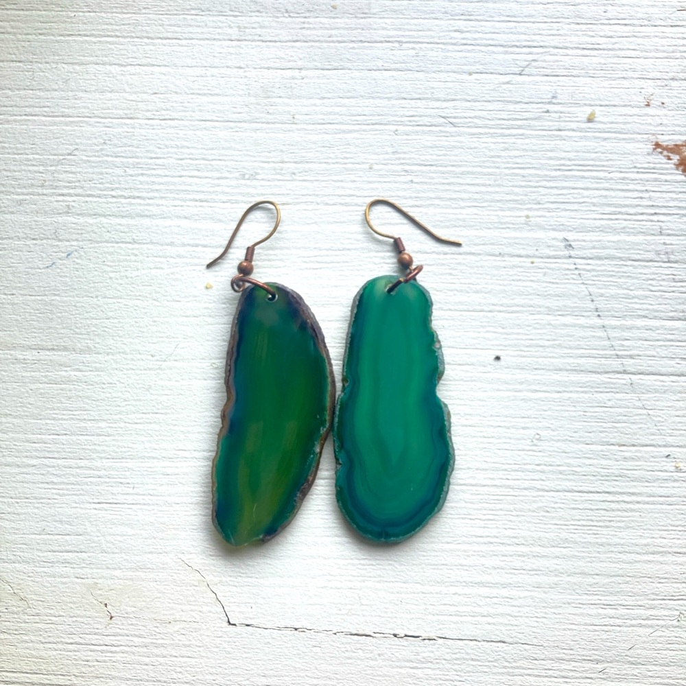 Elegant Green Agate Earrings